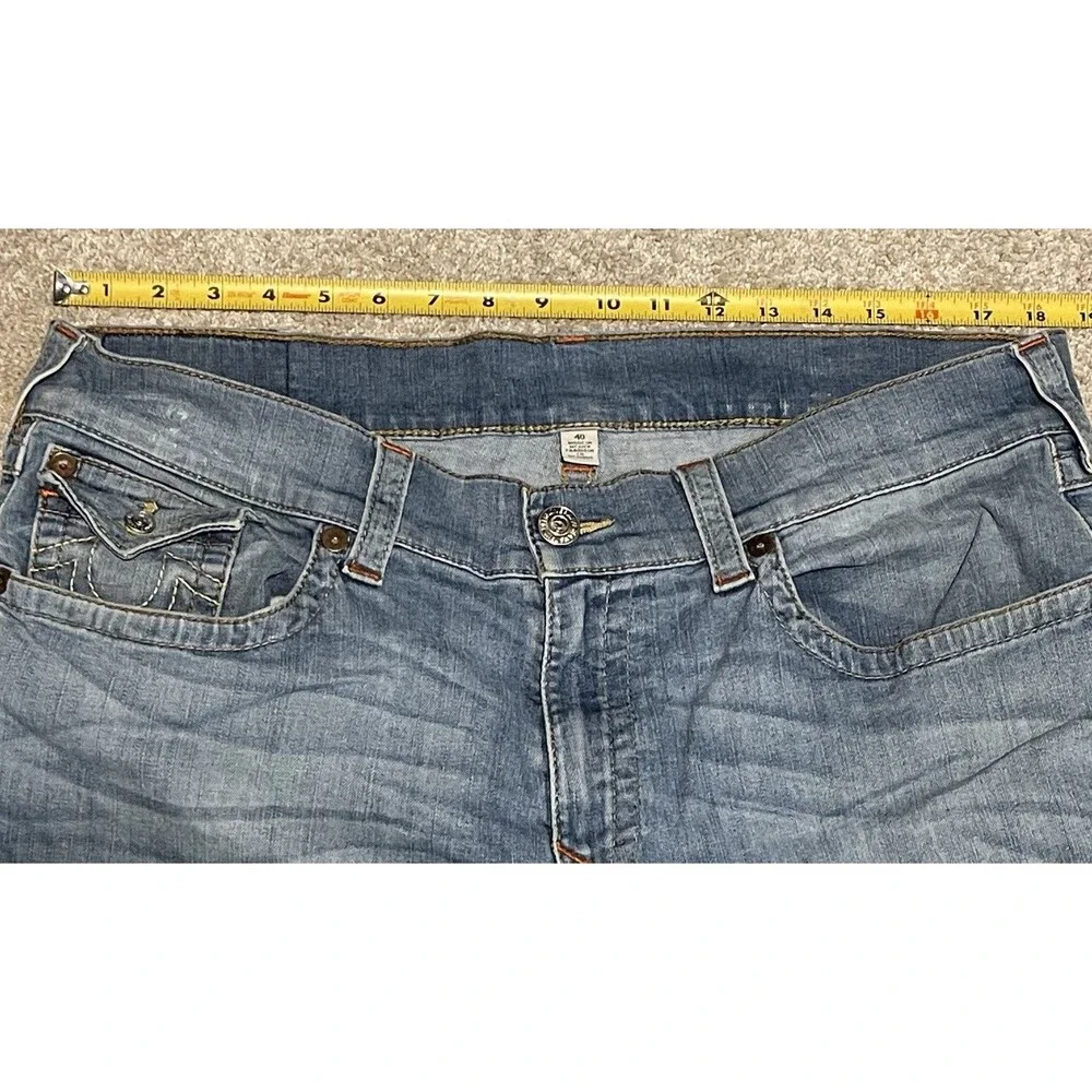 True Religion Relaxed Straight Mens 40 x 32 Flap Pocket Blue